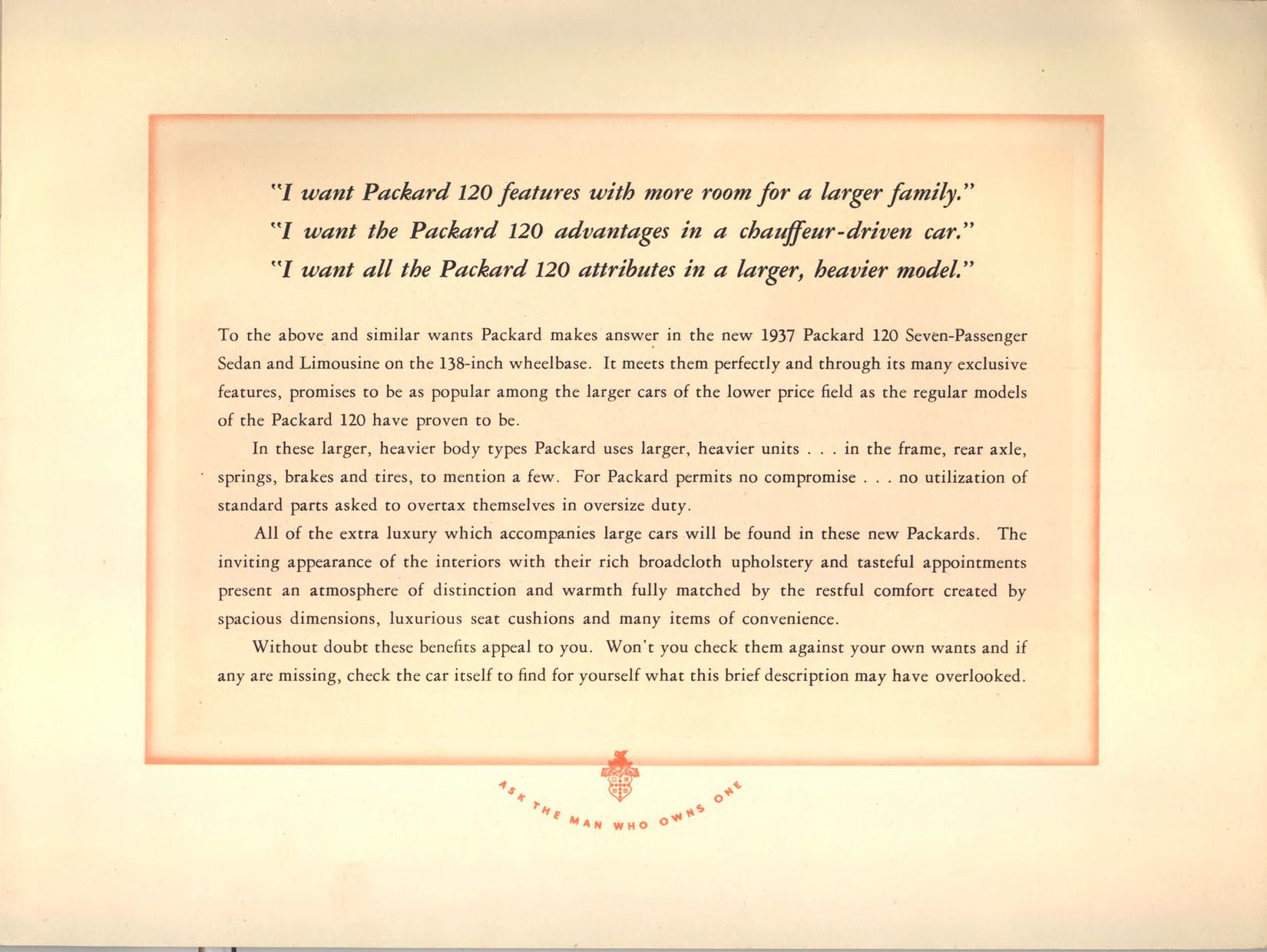 1937 Packard 120 Brochure Page 7
